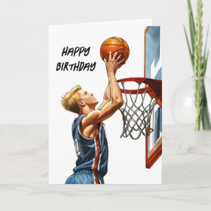 Carte Joueur de basket-ball Slam Dunk Aquarelle Annivers