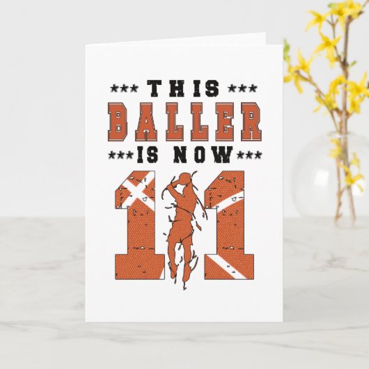 Carte Joueur de basketball 11e anniversaire Garçon 11 an (Fleur jaune)