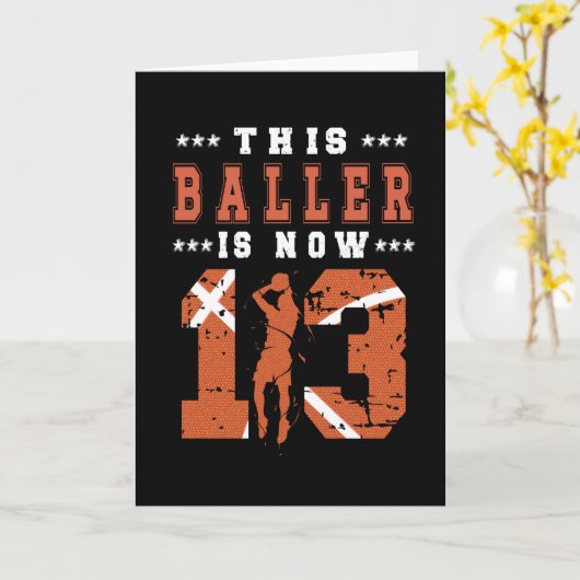 Carte Joueur de basketball 13e anniversaire Garçon 13 an (Fleur jaune)