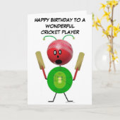 Carte Joueur de cricket Anniversaire (Fleur jaune)