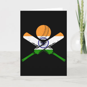 Carte Joueur de cricket drapeau indien vintage Inde Cric