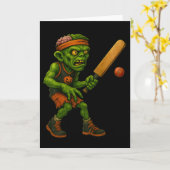 Carte Joueur de cricket zombie effrayant conception de f (Fleur jaune)