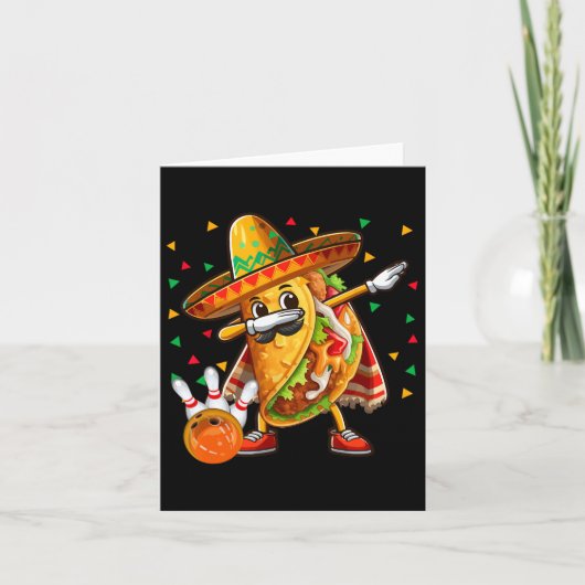 Carte Joueur de Dabbing Taco jouant au bowling Cinco De (Devant)
