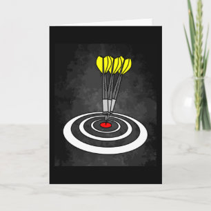 Carte Joueur de fléchettes en tableau noir avec flèches