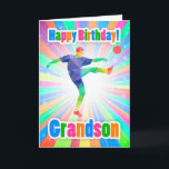 Carte Joueur de football Grandson Anniversaire coloré Ab<br><div class="desc">Une carte d'anniversaire brillante pour votre bien-aimé,  avec joueur de football / joueur de football,  et beaucoup de couleurs vives fab,  moderne et élégant avec des formes abstraites.</div>