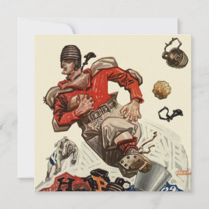 Carte Joueur de football sportif vintage et mascotte de