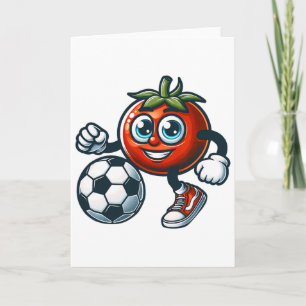 Carte Joueur de football tomate mignon dessin animé avec