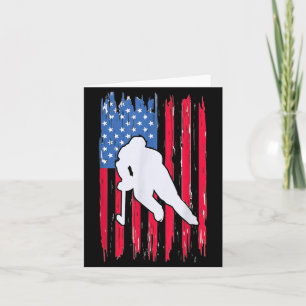 Carte Joueur de hockey au drapeau américain 4 juillet ho