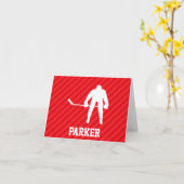 Carte Joueur de hockey ; Rayures rouge écarlate (Fleur jaune)
