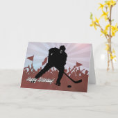 Carte Joueur de hockey Silhouette pour l'anniversaire (Fleur jaune)