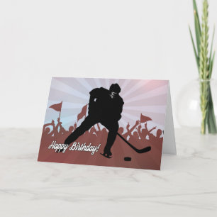 Carte Joueur de hockey Silhouette pour l'anniversaire