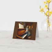 Carte Joueur de piano de chat (Fleur jaune)