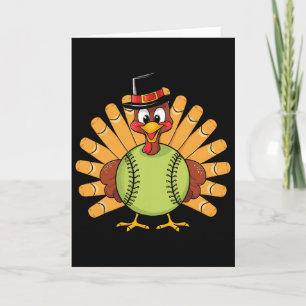 Carte Joueur de softball de Thanksgiving pour les vacanc