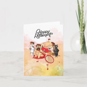 Carte Joueur de Tennis Happy Retirez et aquarelle de chi