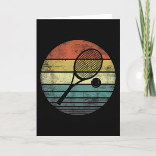 Carte Joueur de tennis Retro Sunset Tennis Racquet & Bal