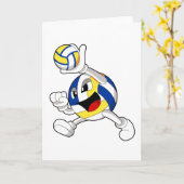 Carte Joueur de volley avec ballon de volley (Fleur jaune)