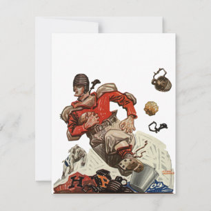 Carte Joueur du quart-tour de football sportif vintage