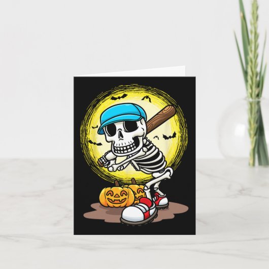 Carte Joueur Skeleton Softball Halloween Enfants Garçons (Devant)