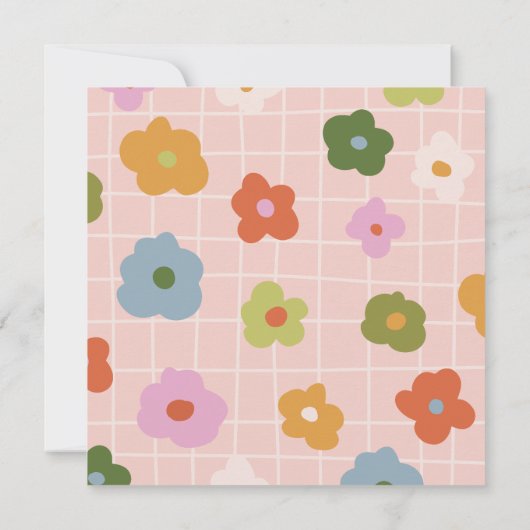 Carte Joueuse à damiers plaid avec marguerites (Dos)