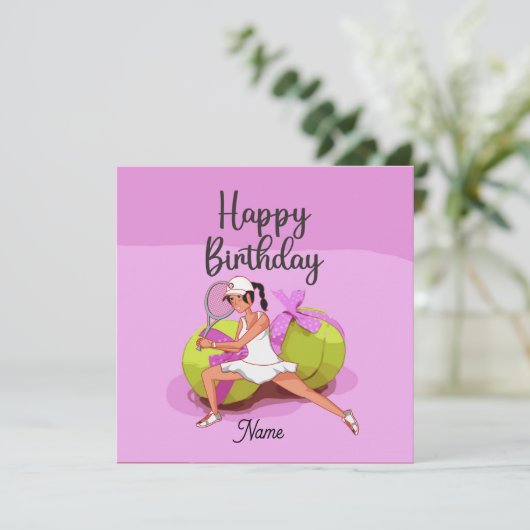 Carte Joueuse d'Anniversaire rose (Debout devant)