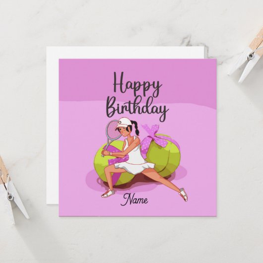 Carte Joueuse d'Anniversaire rose (Devant/Arrière en situation)