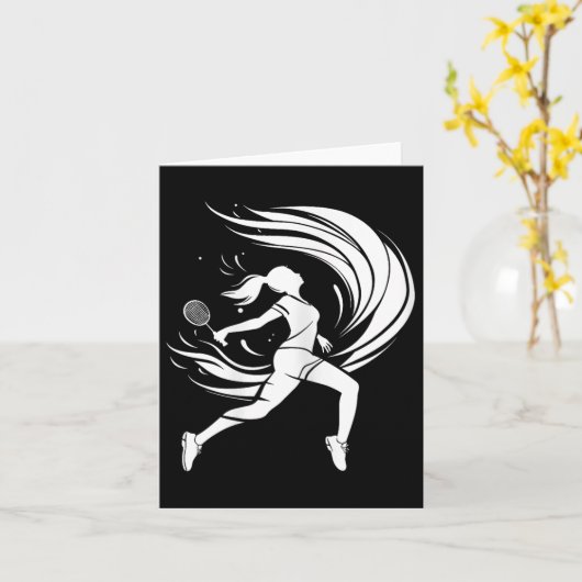 Carte Joueuse de badminton dessinant un volant  (Fleur jaune)