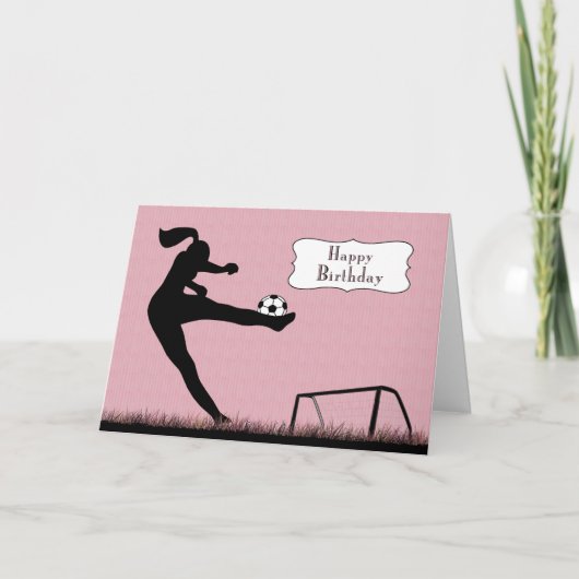Carte Joueuse de foot, un ballon pour l'anniversaire (Devant)