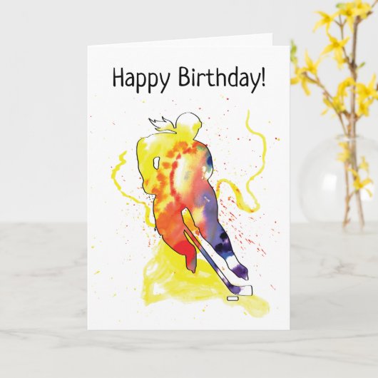 Carte Joueuse de hockey sur gazon à l'aquarelle pour ann (Fleur jaune)