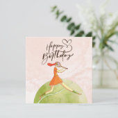 Carte Joueuse de tennis Joyeuse aquarelle d'anniversaire (Debout devant)