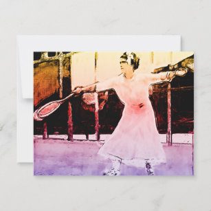 Carte Joueuse de tennis vintage - peinture pop art