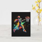 Carte Joueuses de basket-ball colorées (Fleur jaune)