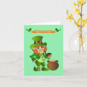Carte Jour Animé de la Saint Patrick Leprechaun (Fleur jaune)