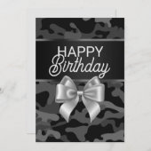 Carte Jour Anniversaire Black Camo & Bow (Devant / Derrière)