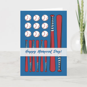 Carte Jour commémoratif Drapeau de baseball Rouge Blanc 