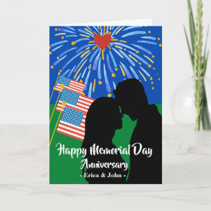 Carte Jour commémoratif drapeaux Feu d'artifice Couple