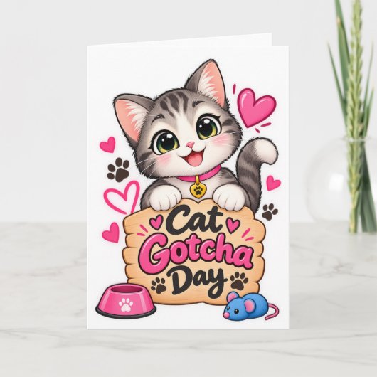 Carte Jour d'adoption de chat mignon (Devant)