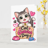 Carte Jour d'adoption de chat mignon (Fleur jaune)
