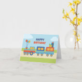 Carte Jour d'anniversaire coloré du train (Fleur jaune)