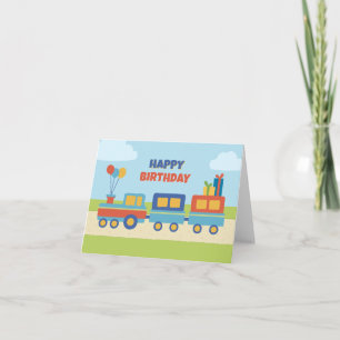 Carte Jour d'anniversaire coloré du train