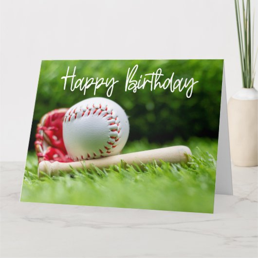 Carte Jour d'anniversaire de baseball mot vert pour le j (Devant)