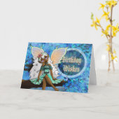 Carte Jour d'anniversaire de la fête des fées afro-améri (Fleur jaune)