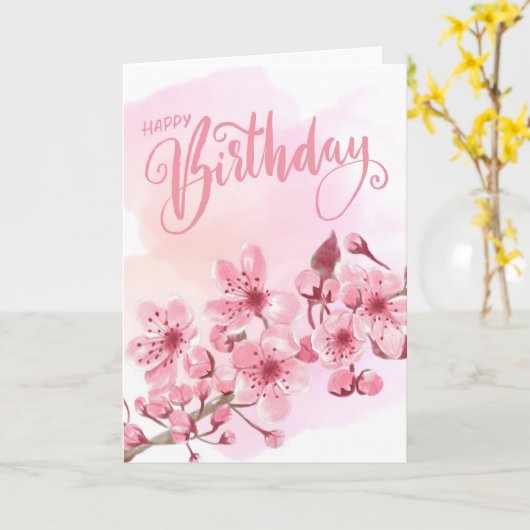 Carte Jour d'anniversaire de la florale de Sakura rose d (Fleur jaune)