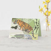Carte Jour d'anniversaire de la Jungle Tiger (Fleur jaune)