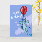 Carte Jour d'anniversaire du dragon de ballons (Fleur jaune)