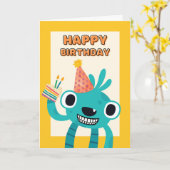 Carte Jour d'anniversaire mignon pour l'enfant avec la c (Fleur jaune)