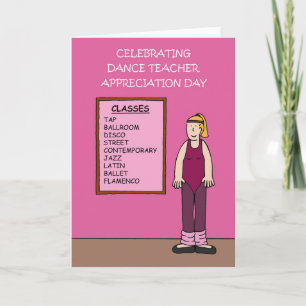 Carte Jour d'appréciation des professeurs de danse 1er m