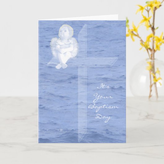 Carte Jour de baptême (Fleur jaune)