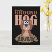 Carte Jour de Groundhog avec la bande dessinée mignonne (Fleur jaune)