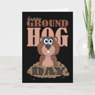 Carte Jour de Groundhog avec la bande dessinée mignonne