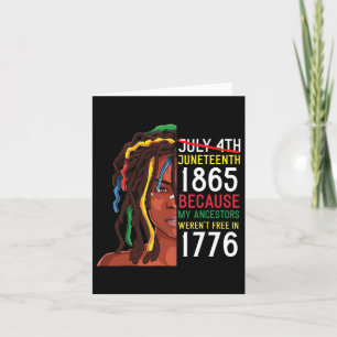 Carte Jour de Juneteenth Ancêtres Libres 1776 Juillet 4